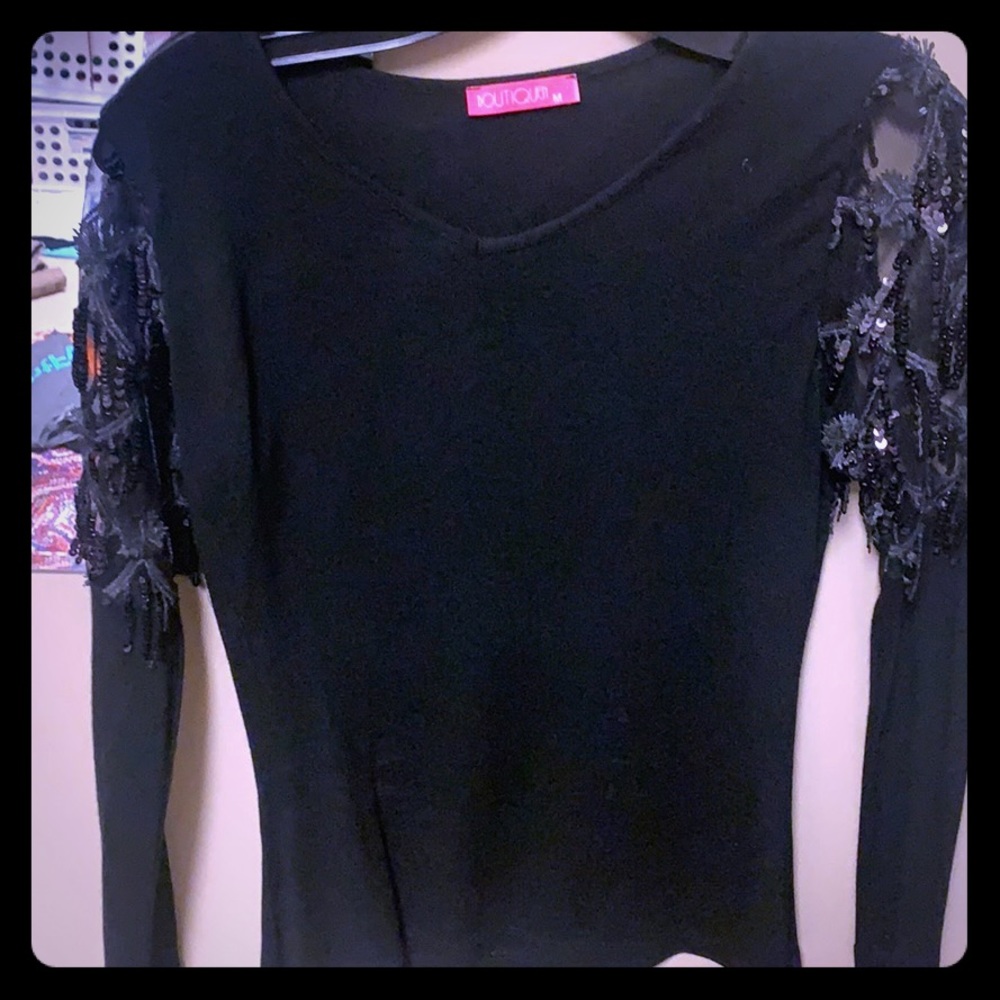Beautiful sequin sleeved bodycon shirt